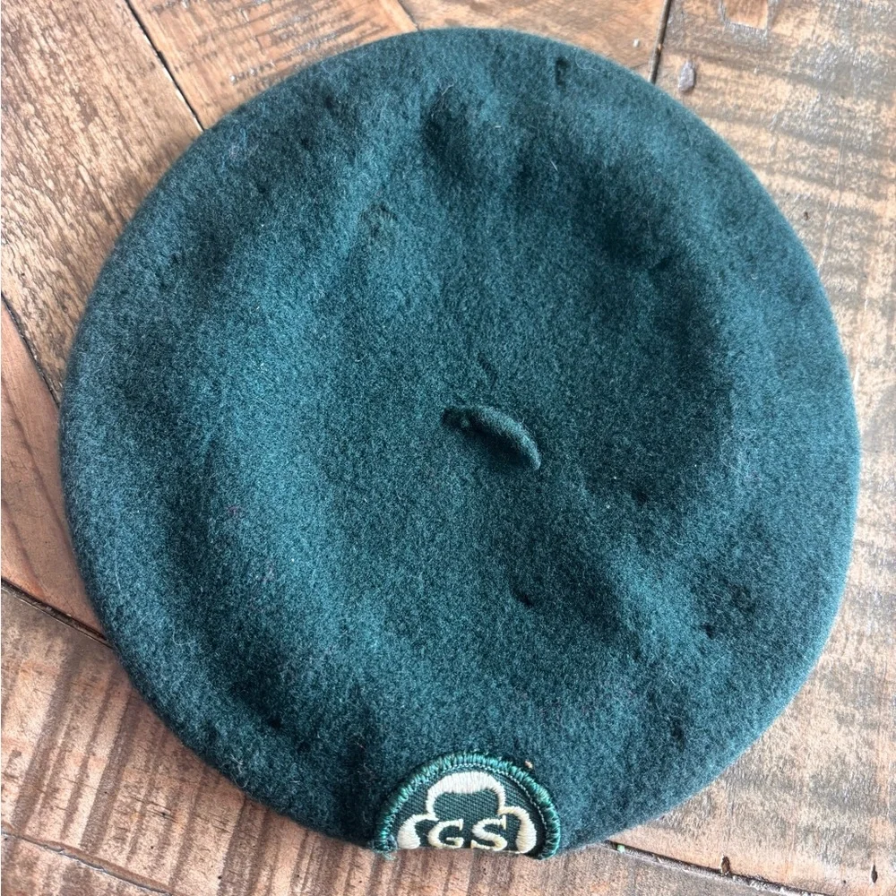 VINTAGE 1960’S GIRL SCOUTS GREEN KANGUL BERET 100% WOOL